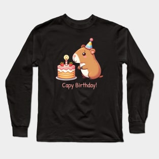 Cappy Capy Birthday Capybara Kawaii Long Sleeve T-Shirt